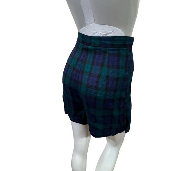 Vintage 1980s Stefano International Blue & Green Plaid Wrap Skort - Size 10 - Picture 4 of 16